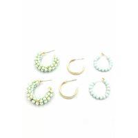 Boncuklu Küpe Seti - Yeşil