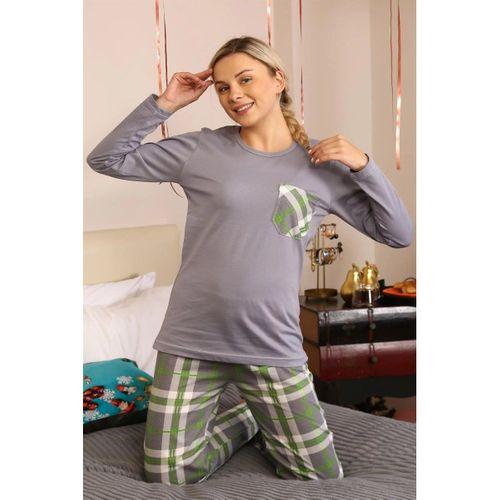 Kadın Uzun Kol Penye Pijama Takım Gri