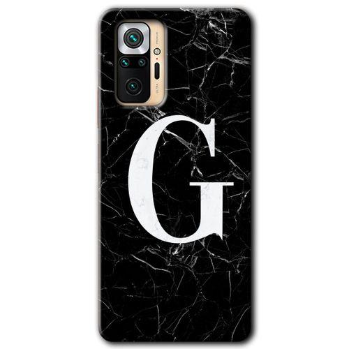 Xiaomi Redmi Note 10 Pro Kılıf Baskılı Arka Kapak - Siyah Mermer Desenli G Harfi +Tam Ekran Koruyucu