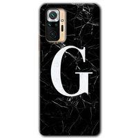 Xiaomi Redmi Note 10 Pro Kılıf Baskılı Arka Kapak - Siyah Mermer Desenli G Harfi +Tam Ekran Koruyucu
