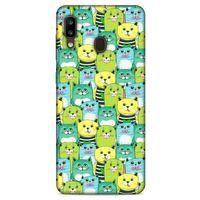 Lopard Samsung Galaxy A20 Uyumlu Kılıf Kediler (37) Silicone Cover Mavi Sarı