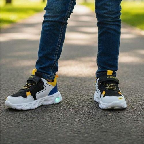 Wisco 018p Siyah-Beyaz-Sarı Cırtlı Erkek Çocuk Spor Ayakkabı