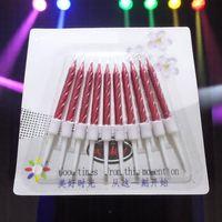 10 ADET YÜKSEK KALİTE KIVRIMLI METALİK KIRMIZI MUM 8 CM KIRMIZI PASTA MUMU KIRMIZI DOĞUM GÜNÜ MUMU