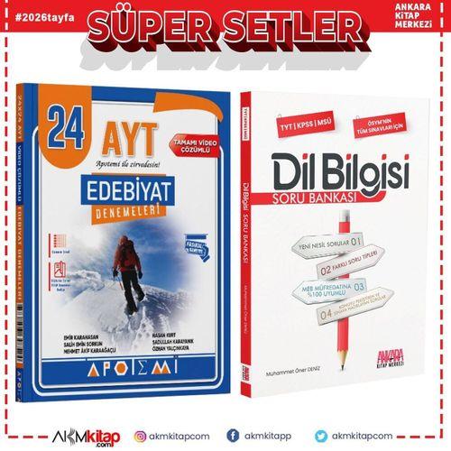 Apotemi AYT Edebiyat 24 Çözümlü Deneme ve AKM Dil Bilgisi Soru Bankası Seti 2 Kitap