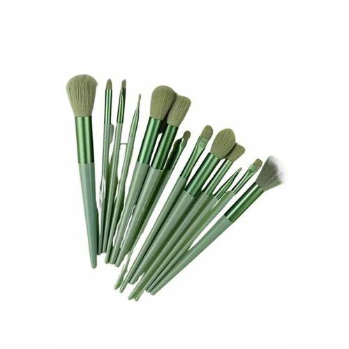Makyaj Fırça Seti Yeşil 13 Parça Fondöten Fırçası Allık Fırçası Far Fırçası
