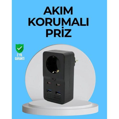 Termal Korumalı Priz Otomatik Çocuk Kilidi 4 Usb Type C
