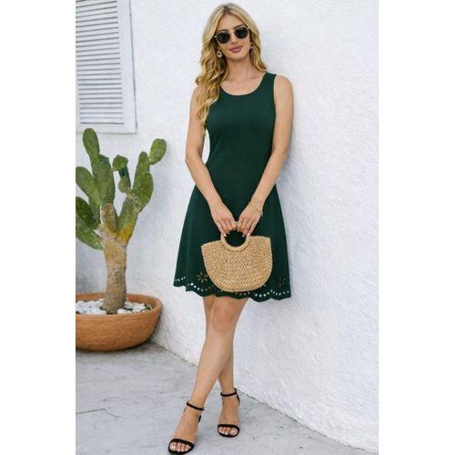 Kadın Askılı Yuvarlak Yakalı çiçek Desenli Ithal Krep Kısa Elbise