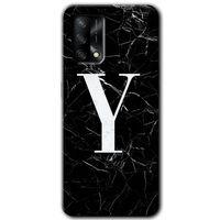 MRCİLETİSİM Oppo A54 Kılıf Kapak - Siyah Mermer Desenli Y Harfi +Hayalet Ekran Yandan Gözükmez