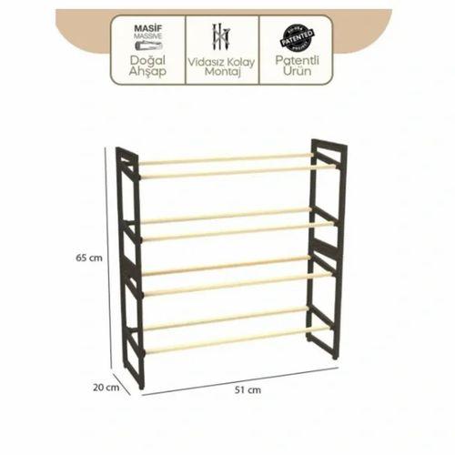 4 Katlı Ahşap Ayakkabılık