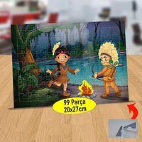 Ateş Etrafında Kızıl Dereliler 99 Parça Puzzle Yapboz Tablo-0560