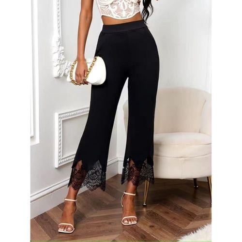 Kadın Yüksel Bel Paça Ağzı Dantelli Dalgıç Pantolon