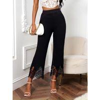 Kadın Yüksel Bel Paça Ağzı Dantelli Dalgıç Pantolon