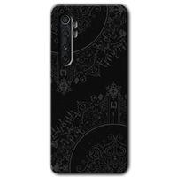 Xiaomi Mi Note 10 Lite Kılıf HD Desen Baskılı Arka Kapak - Siyah Mandala + Kırılmaz Cam