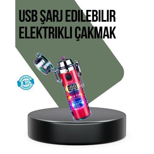 Güç Göstergeli Şarjlı Fenerli Usb Elektrikli Çakmak