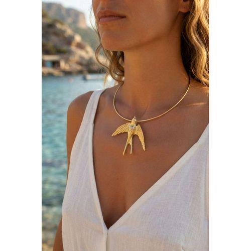 Kırlangıç Model Gold Renk Choker Kadın Kolye