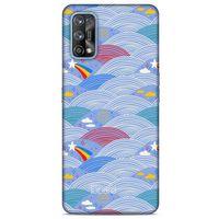 Oppo Realme 7 Pro Kılıf Pastel Renkler (2) Kabı Mor Beyaz