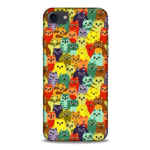 Lopard Apple Iphone 8 Uyumlu Kılıf Kediler (38) Neo Hybrid Kılıf Mor