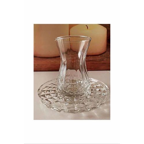 Alin Adela 6'lı Cam Çay Tabağı Çay Tabak Altlığı ROYALEKS-RYG8030