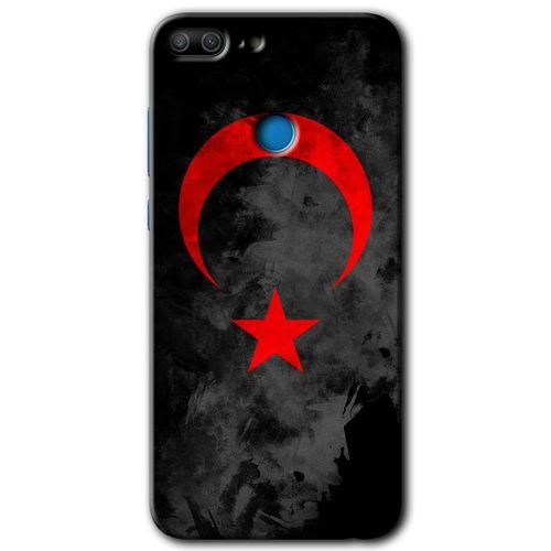 Honor 9 Lite Kılıf HD Desen Baskılı Arka Kapak - Black Ayyıldız