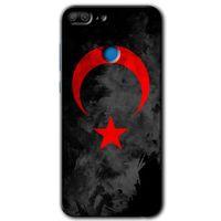 Honor 9 Lite Kılıf HD Desen Baskılı Arka Kapak - Black Ayyıldız