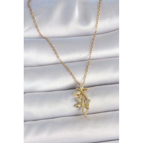 316L Çelik Gold Renk Zincir Zirkon Taşlı Yusufçuk Model Kadın Kolye