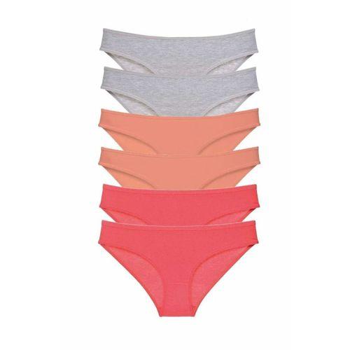 6 adet Süper Eko Set Likralı Kadın Slip Külot Gri Pudra Fuşya