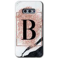 Potkal Hediye Fabrikası Samsung Galaxy S10e HD Baskılı Kılıf + 9D Tam Ekran Koruyucu - Pembe Mermer Desenli B Harfi