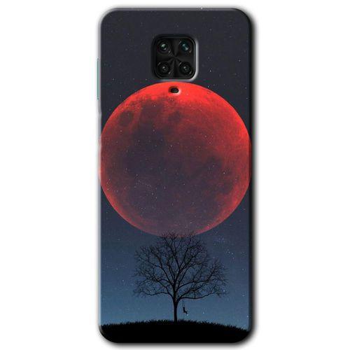 MRCİLETİSİM Xiaomi Redmi Note 9 Pro Kılıf Baskılı Kapak - Kanlı Ay + 5D Tam Kaplayan Cam