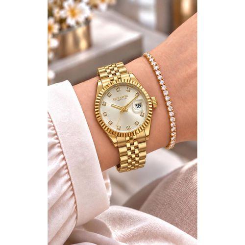 Dice Kayek Premium Vintage Kadın Kol Saati Gold Çelik Kordon 5 ATM Su Geçirmez Bileklik Hediyeli 720