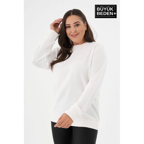 Kadın Büyük Beden Bisiklet Yaka İnce Sweatshirt – Regular Fit %64 Pamuklu SPR26BSWk956