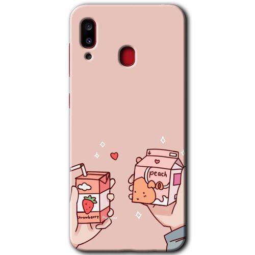 Samsung Galaxy A30 HD Baskılı Kılıf + 9D Tam Ekran Koruyucu - Meyveli Süt