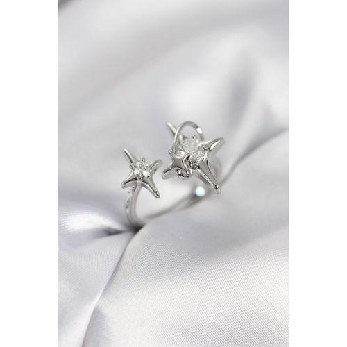 Gümüş Renk Kutup Yıldızı Model Zirkon Taşlı Kadın Yüzük