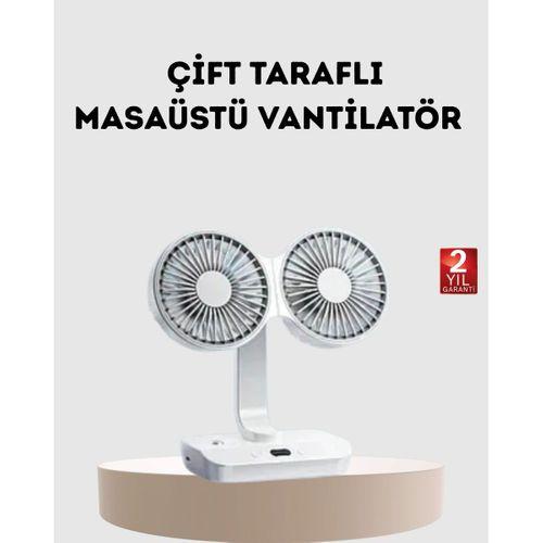 Kablosuz Usb 720° Döner Masaüstü Fan – Çift Taraflı Serinlik Ve Gece Lambası