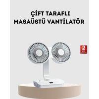 Kablosuz Usb 720° Döner Masaüstü Fan – Çift Taraflı Serinlik Ve Gece Lambası