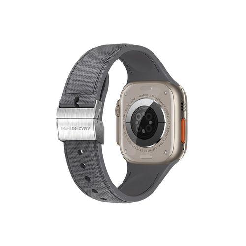 Apple Watch 10 42mm Amazingthing Titan Swift Deri Dokulu Silikon Kordon