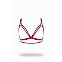 Kırmızı Göğüs Harness Suni Deri Metal Halka Detaylı - Brf238