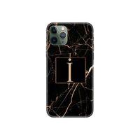 iPhone 11 Pro Siyah Mermer Desen İ Harfli Telefon Kılıfı