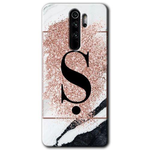 MRCİLETİSİM Xiaomi Redmi Note 8 Pro Kılıf HD Desen Baskılı Arka Kapak + Temperli Cam - Pembe Mermer Desenli Ş Harfi