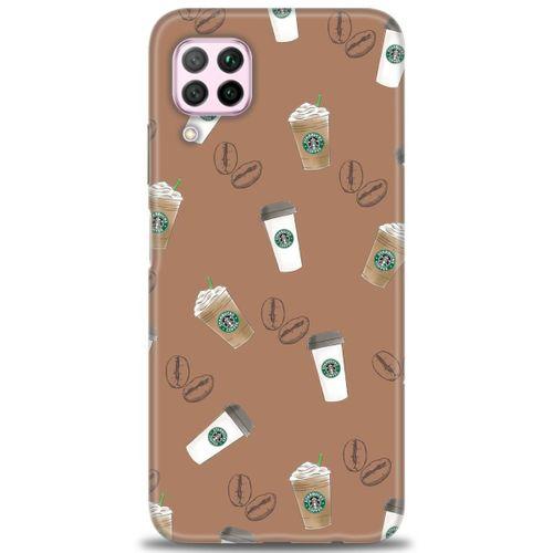 Huawei P40 Lite Kılıf HD Baskılı Kılıf - Kahveler + Tam Ekran Koruyucu