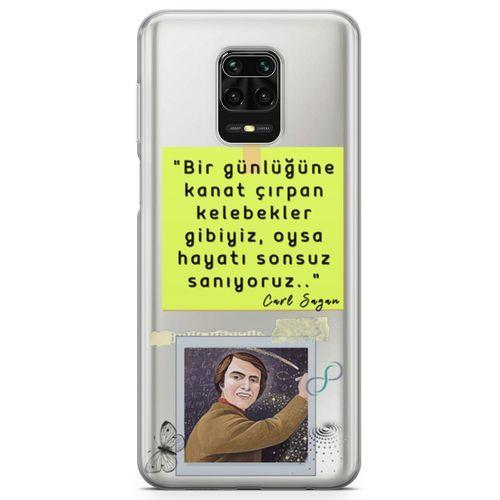 Xiaomi Redmi Note 9S Kılıf Caps Carl Sagan Arka Kapak Koruma Desenli Full Koruyucu