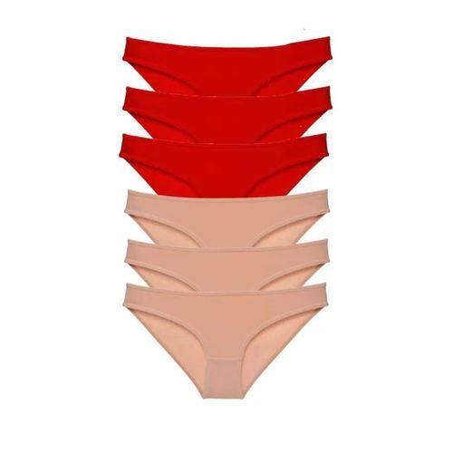 6 Adet Eko Set Likralı Kadın Slip Külot Kırmızı Ten