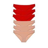 6 Adet Eko Set Likralı Kadın Slip Külot Kırmızı Ten