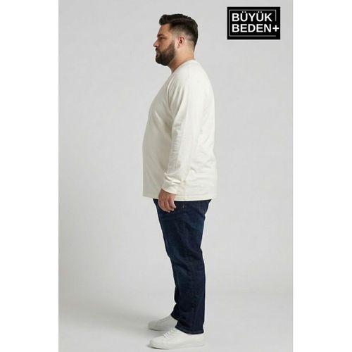 Erkek Büyük Beden Uzun Kollu 2 İplik Bisiklet Yaka Tişört SPR26BEA942