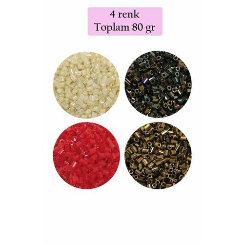 Kesme Cam Boncuk 2mm - 4 Renk - Toplam 80 Gram - BNC444
