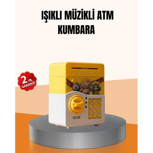 ATM Tasarımlı Sarı Işıklı Sesli Elektronik Kumbara