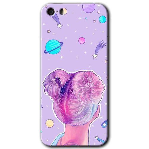 Potkal Hediye Fabrikası iPhone 5s HD Baskılı Kılıf + 9D Tam Ekran Koruyucu - Uzaylı Kız