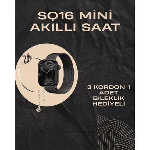 SQ-16 Mini Series 10 Akıllı Saat | Şık Ve Hafif Tasarım, 3 Kordon Seçeneği
