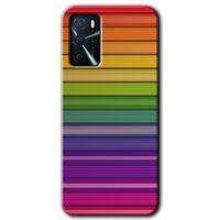 MRCİLETİSİM Oppo A16 Kılıf Baskılı Kapak - Colorful Lines + 5D Tam Kaplayan Cam