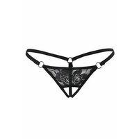Siyah Dantelli Özel Bölgesi Açık G-string Brf1167
