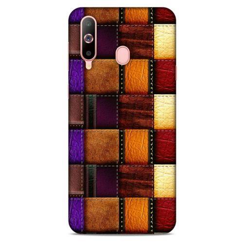 Samsung Galaxy A60 Kılıf Patchwork (44) Tough Armor Kılıf Mor Kahve